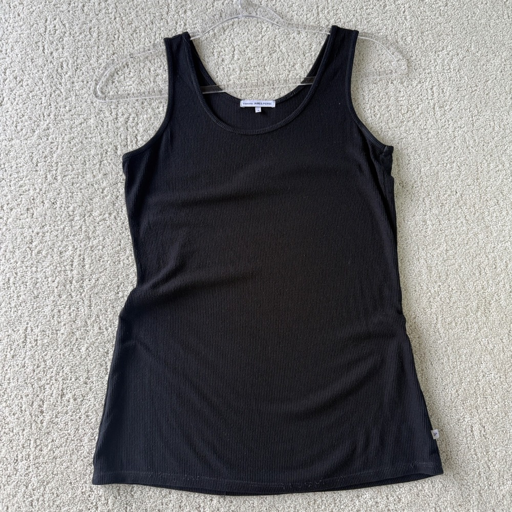 James Perse Tank Top Womens XL Black Ribbed Scoop Neck WLR3942